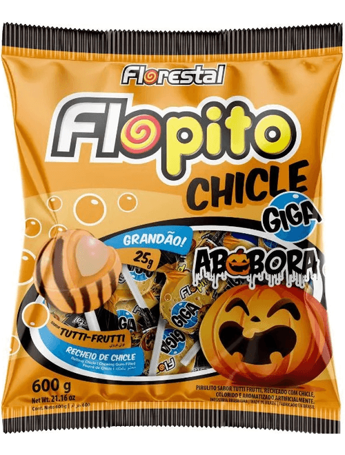 PIRULITO FLOPITO CHICLE GIGA ABOBORA 600G FLORESTAL