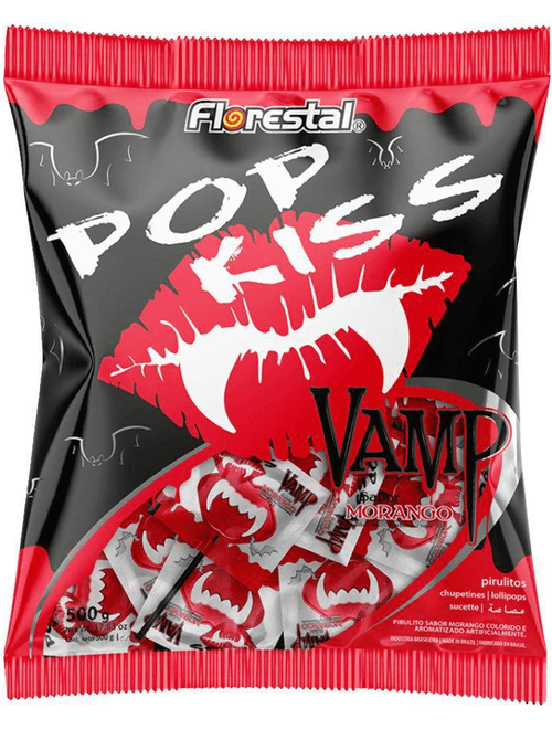 PIRULITO POP KISS VAMPIRO MORANGO 500G FLORESTAL