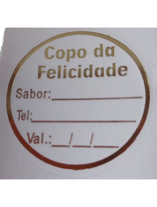ETIQUETA COPO DA FELICIDADE COM SABOR, TELEFONE E VALIDADE MAGIA ETIQUETAS COM 100 UNIDADES