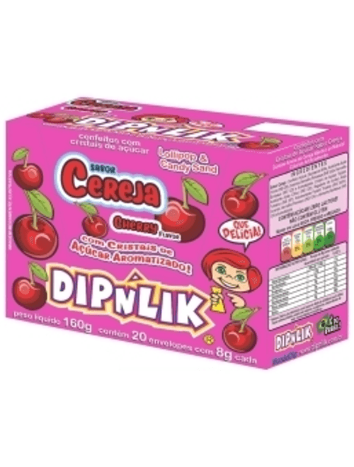 PIRULITO COM CRISTAIS DE ACUCAR AROMATIZADO CEREJA 200GR DIPNLIK