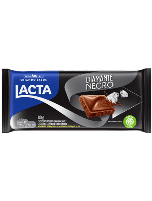 CHOCOLATE DIAMANTE NEGRO AO LEITE COM CROCANTE 80G LACTA