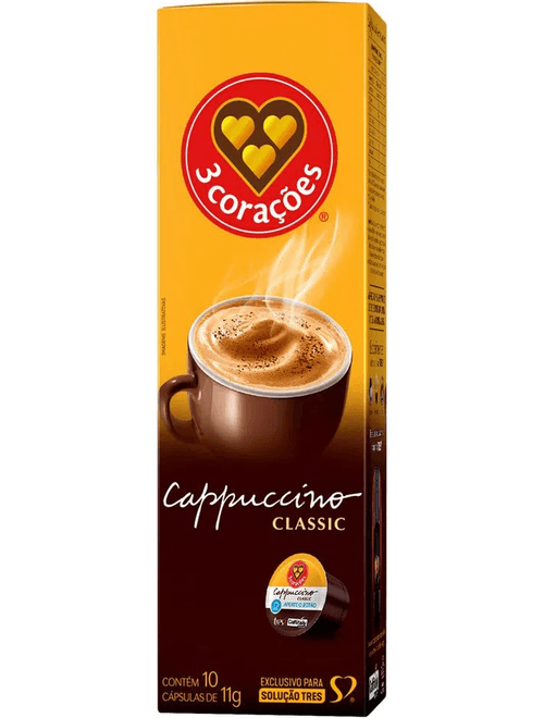 CAPSULAS DE CAPPUCCINO CLASSIC COM 10 UNIDADES 3 CORACOES