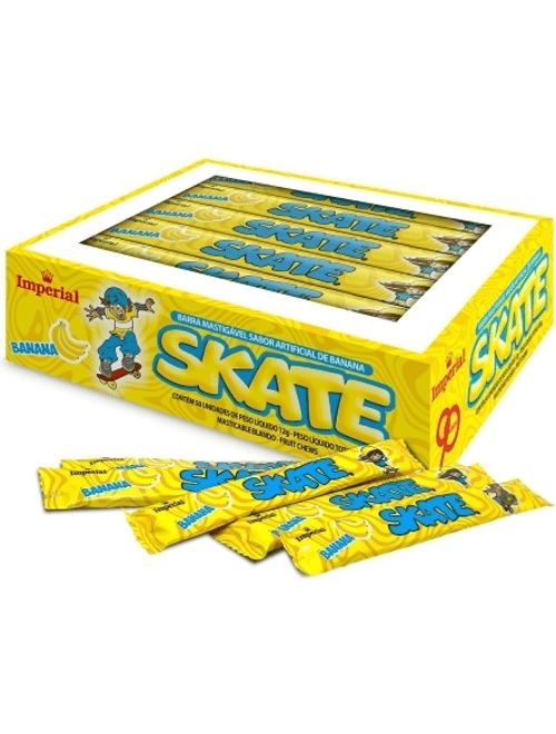 BALA MASTIGAVEL SKATE SABOR BANANA COM 50 UNIDADES IMPERIAL