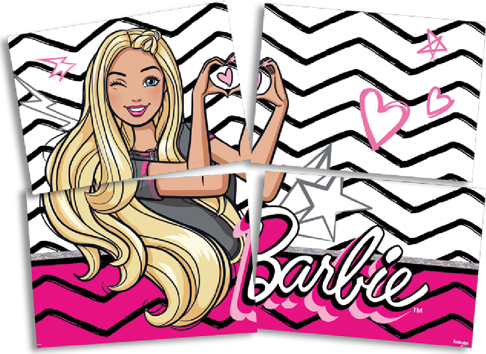 Painel 4 Lâminas Barbie Regina - Lojas Brilhante