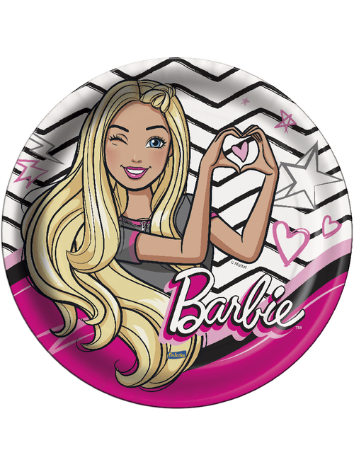 PRATO DE PAPEL REDONDO BARBIE COM 8 UNIDADES FESTCOLOR