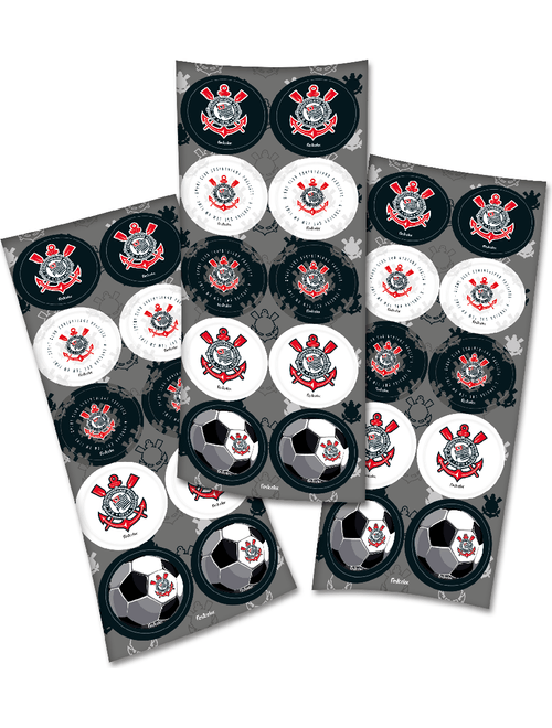 ADESIVO RODONDO CORINTHIANS 2023 COM 30 UNIDADES FESTCOLOR