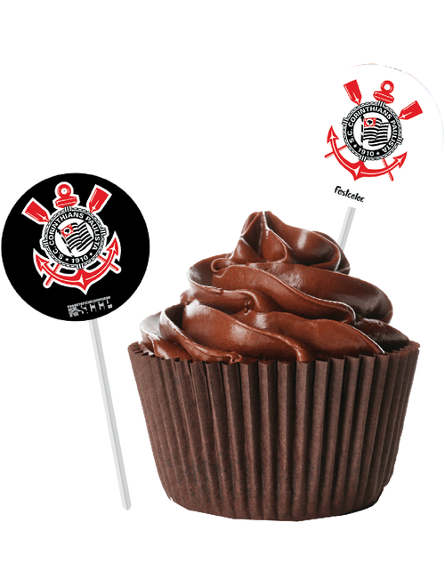 BANDEIRINHA PARA DOCINHOS CORINTHIANS 2023 COM 8 UNIDADES FESTCOLOR