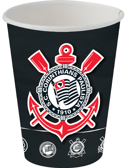 COPO DE PAPEL 200ML CORINTHIANS 2023 COM 8 UNIDADES FESTCOLOR
