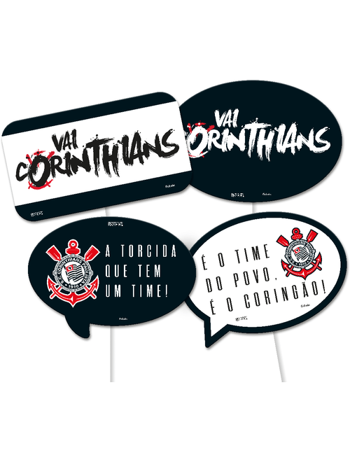 PLACAS DIVERTIDAS CORINTHIANS 2023 COM 4 UNIDADES FESTCOLOR
