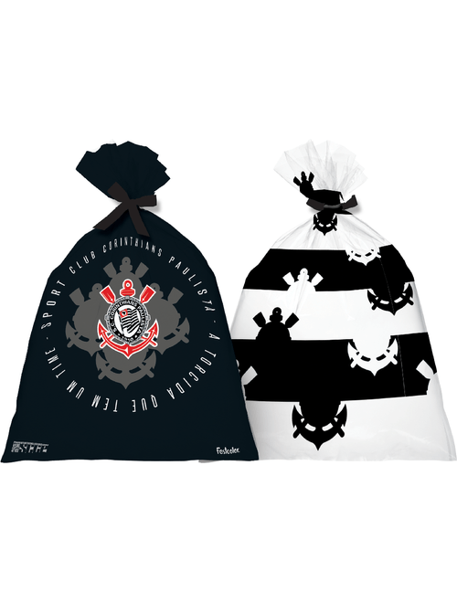SACOLA PLASTICA CORINTHIANS 2023 COM 8 UNIDADES FESTCOLOR