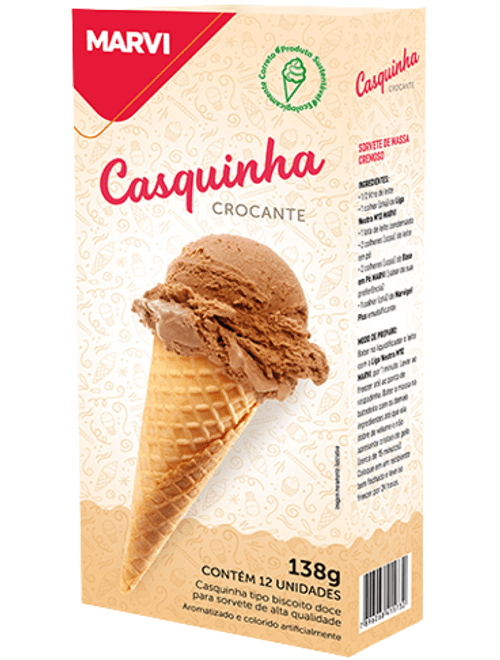 CASQUINHA PARA SORVETE COM 12 UNIDADES 138G MARVI