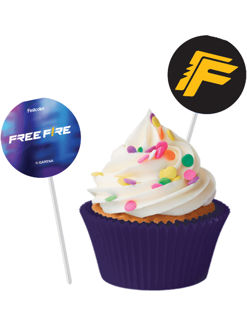 BANDEIRINHA PARA DOCINHOS FREE FIRE GAMER COM 8 UNIDADES FESTCOLOR