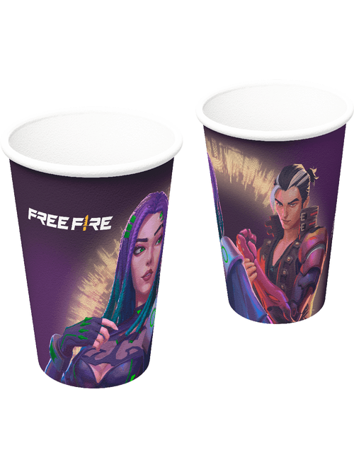 COPO DE PAPEL 200ML FREE FIRE GAMER COM 8 UNIDADES FESTCOLOR