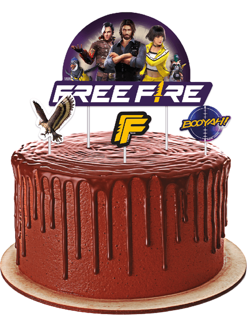TOPPER PARA BOLO FREE FIRE GAMER COM 4 UNIDADES FESTCOLOR