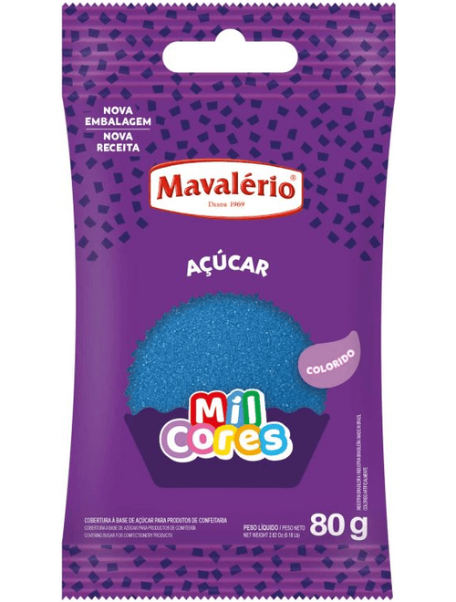 ACUCAR COLORIDO AZUL MIL CORES 80G MAVALERIO