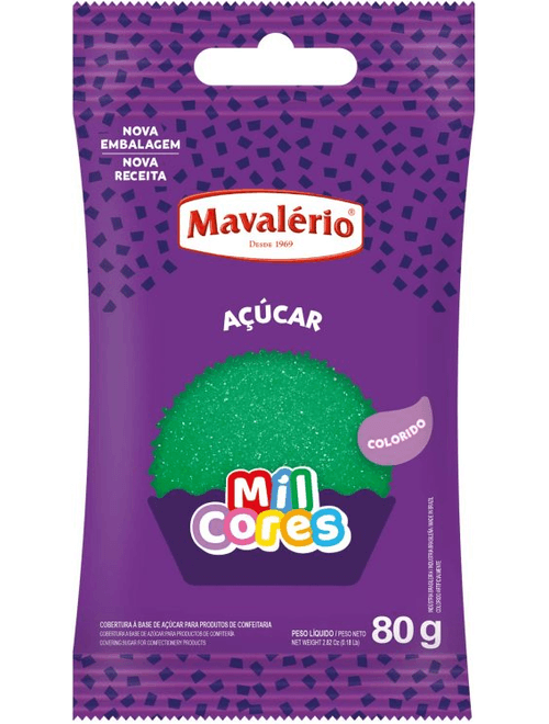 ACUCAR COLORIDO VERDE MIL CORES 80G MAVALERIO