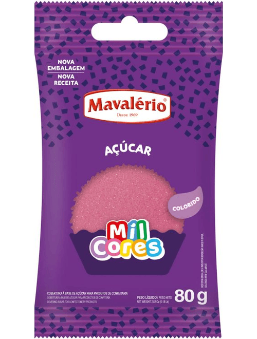 ACUCAR COLORIDO ROSA MIL CORES 80G MAVALERIO