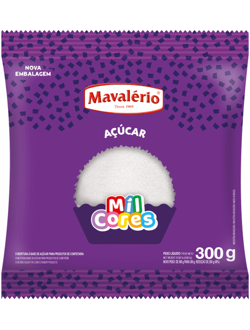 ACUCAR COLORIDO BRANCO MIL CORES 300G MAVALERIO