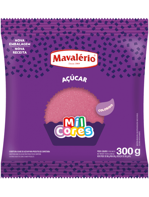 ACUCAR COLORIDO ROSA MIL CORES 300G MAVALERIO