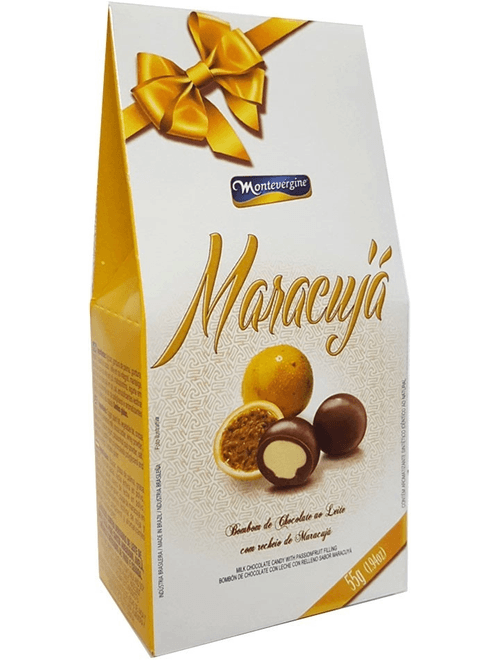 BOMBOM DE CHOCOLATE AO LEITE COM RECHEIO MARACUJA 55G MONTEVERGINE