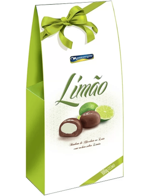 BOMBOM DE CHOCOLATE AO LEITE COM RECHEIO LIMAO 100G MONTEVERGINE