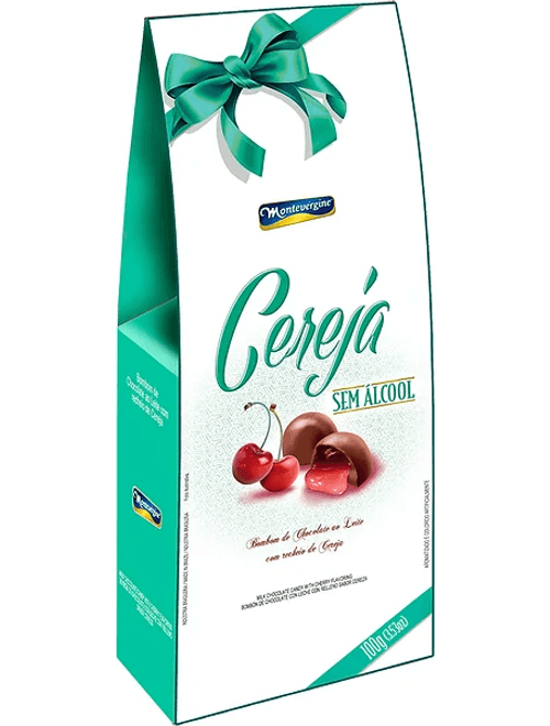 BOMBOM DE CHOCOLATE AO LEITE COM RECHEIO CEREJA 100G MONTEVERGINE