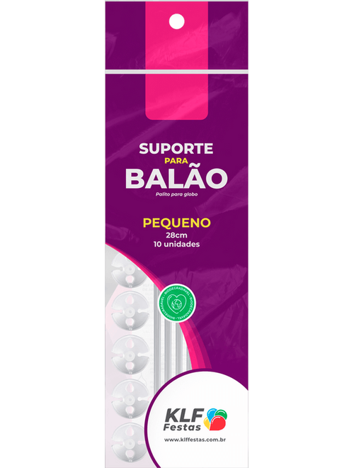 KIT SUPORTE PARA BALAO PEQUENO 28CM COM 10 UNIDADES CRISTAL KLF FESTAS