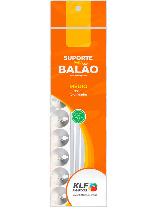 KIT SUPORTE PARA BALAO MEDIO 33CM COM 10 UNIDADES BRANCO KLF FESTAS