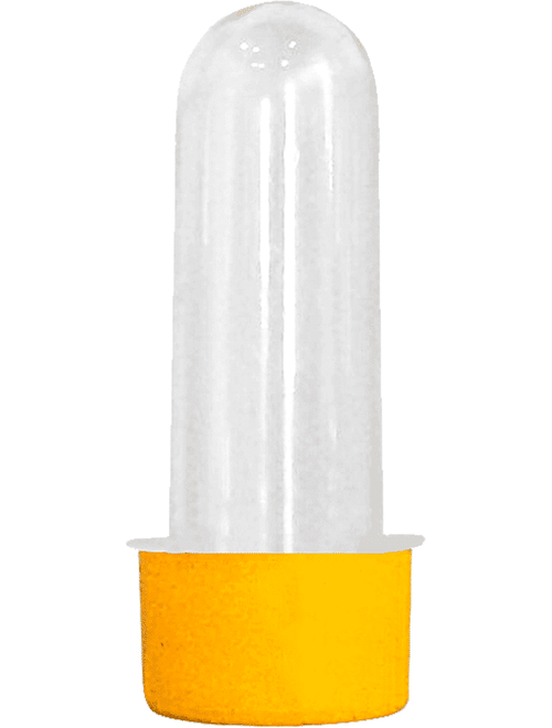TUBETE PEQUENO COM TAMPA AMARELA 7,5CM COM 10 UNIDADES MASSARI