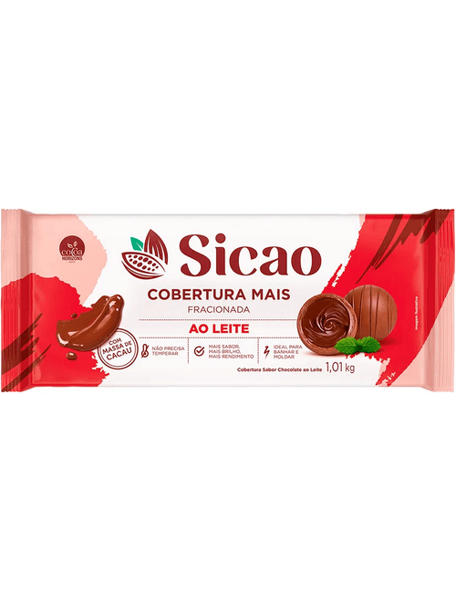 CHOCOLATE COBERTURA MAIS FRACIONADA AO LEITE BARRA 1,01KG SICAO