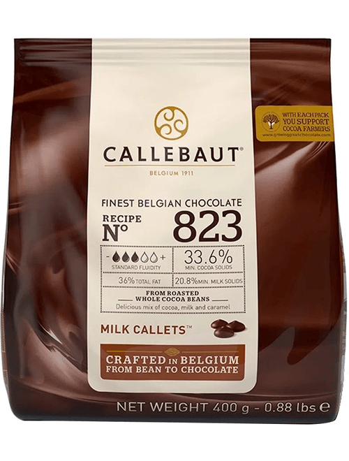 CHOCOLATE FINEST BELGIAN 823 400G 33.6% CACAU CALLEBAUT