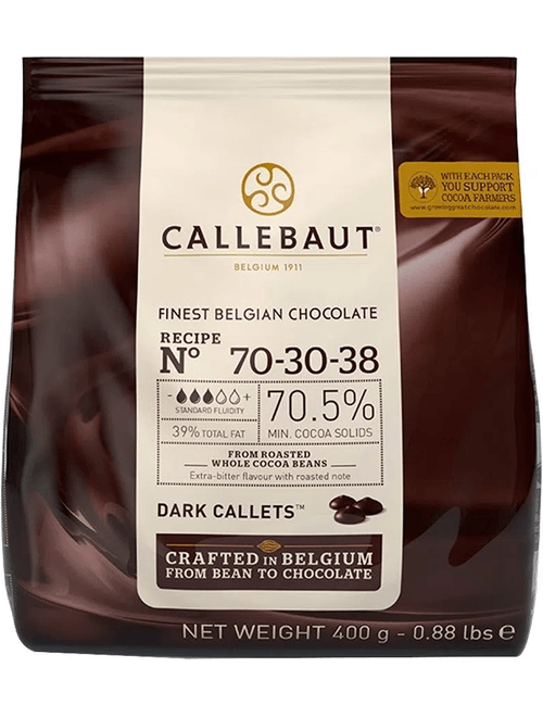 CHOCOLATE AMARGO FINEST BELGIAN 400G 70.5% CACAU CALLEBAUT