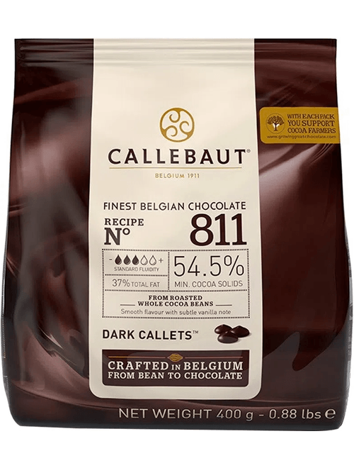 CHOCOLATE AMARGO FINEST BELGIAN 811 400G 54.5% CACAU CALLEBAUT