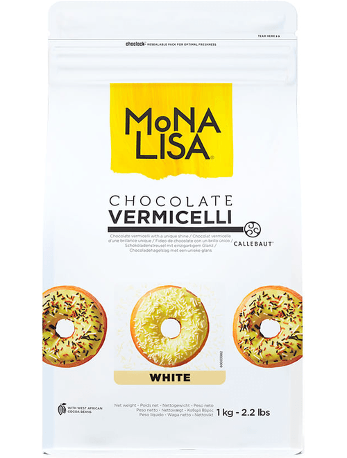 CHOCOLATE VERMICELLI GRANULADO BRANCO MONA LISA 1KG CALLEBAUT