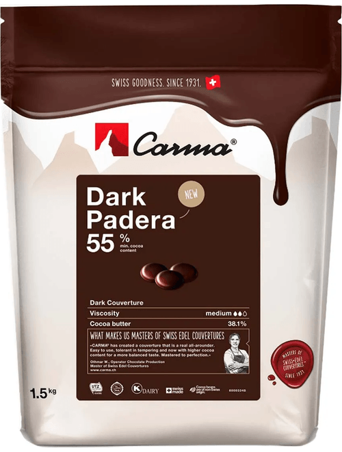 CHOCOLATE SUICO MEIO AMARGO EM GOTAS 55% CACAU CARMA 1,5KG CALLEBAUT