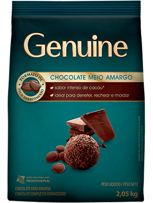 CHOCOLATE EM GOTAS MEIO AMARGO 2.05KG GENUINE