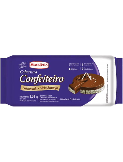 CHOCOLATE COBERTURA CONFEITEIRO MEIO AMARGO 1.01KG MAVALERIO