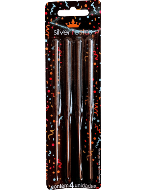 VELA PALITO ESTRELINHA COM 4 UNIDADES SILVER FESTAS