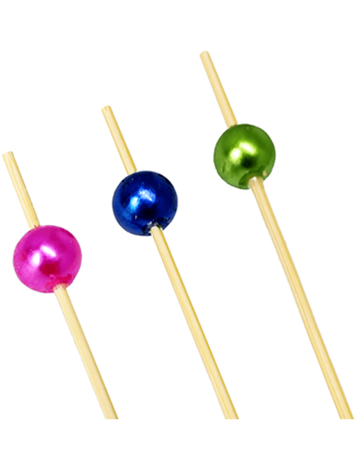 PALITO DE BAMBU PARA PETISCO COM ENFEITE COLORIDO 12CM COM 20 UNIDADES SILVER FESTAS