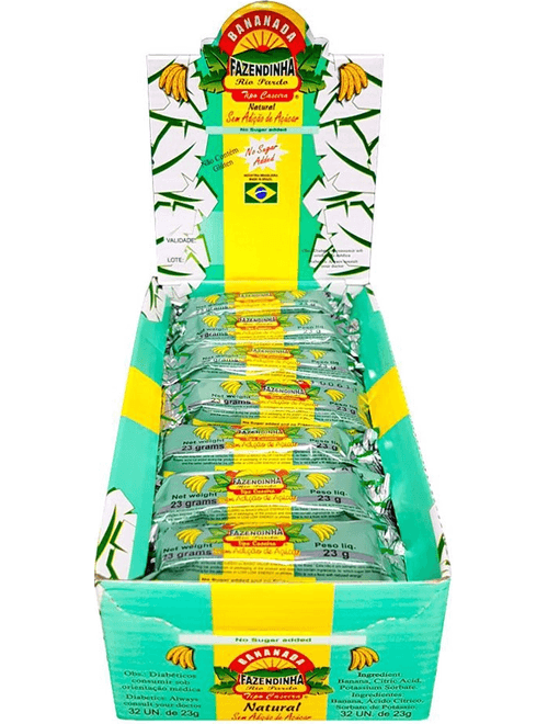 DOCE DE BANANA SEM ACUCAR DISPLAY 736G COM 32 UNIDADES DE 23G CADA FAZENDINHA