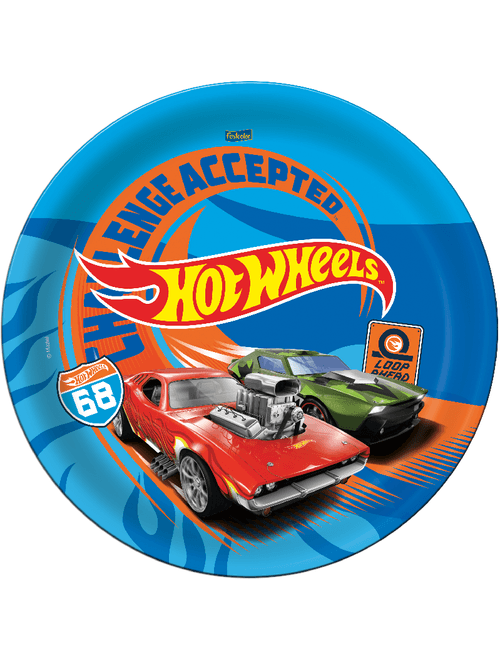 PRATO DE PAPEL REDONDO HOT WHEELS COM 8 UNIDADES FESTCOLOR