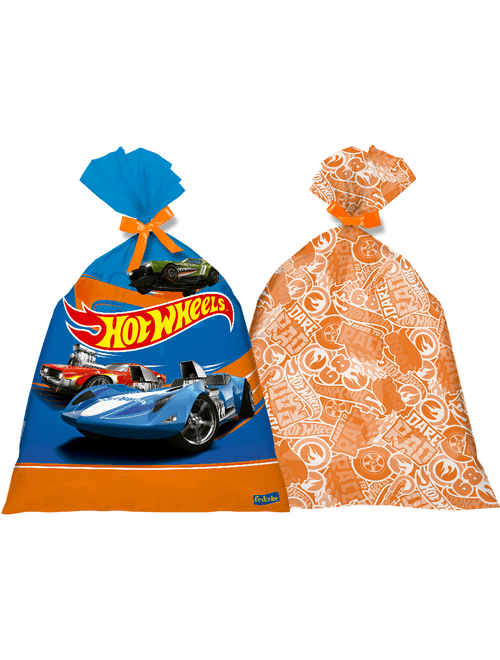SACOLA PLASTICA HOT WHEELS COM 8 UNIDADES FESTCOLOR