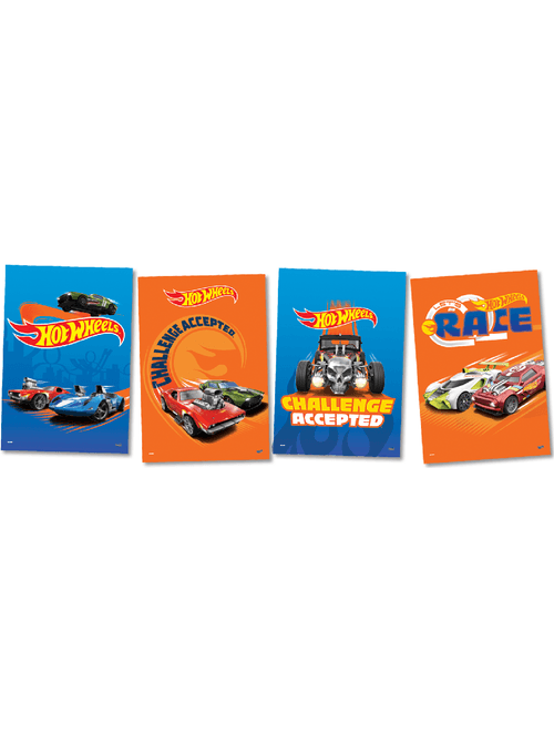 QUADROS DECORATIVOS HOT WHEELS COM 4 UNIDADES FESTCOLOR
