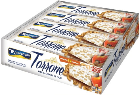 DOCE TORRONE COM CASTANHA DE CAJU CAIXA 1,08KG CONTEM 12 BARRAS ...