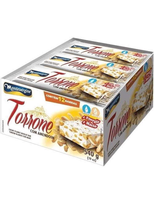 DOCE TORRONE COM AMENDOIM CAIXA 540G CONTEM 12 BARRAS MONTEVERGINE