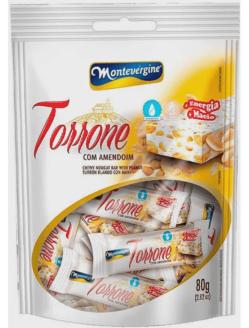 DOCE MINI TORRONE COM AMENDOIM 8G COM 8 UNIDADES MONTEVERGINE