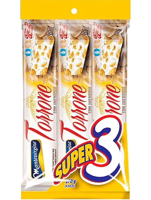 DOCE TORRONE COM AMENDOIM 270G COM 3 UNIDADES MONTEVERGINE