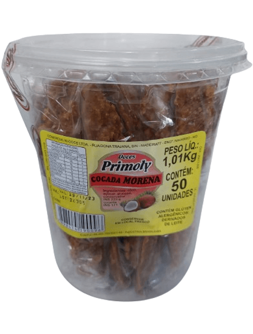 COCADA MORENA COM 50 UNIDADES 1,01KG PRIMOLY