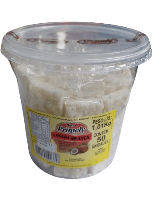 COCADA QUADRADA BRANCA COM 50 UNIDADES 1,01KG PRIMOLY