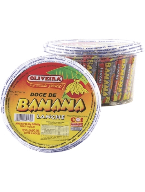 DOCE DE BANANA COM 30 UNIDADES 600G LANCHE OLIVEIRA